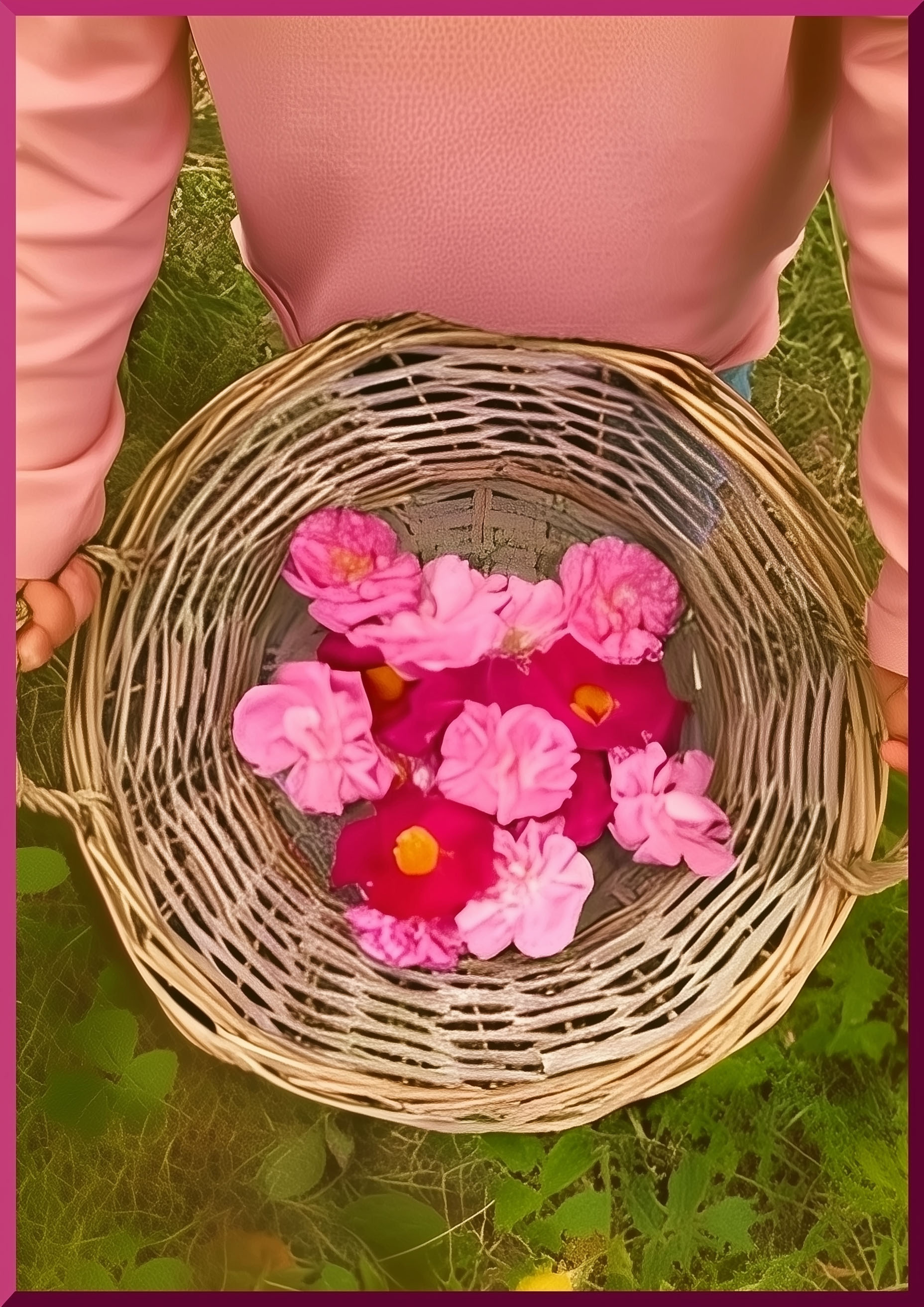 Un panier rempli d'une récolte de fleurs sauvages